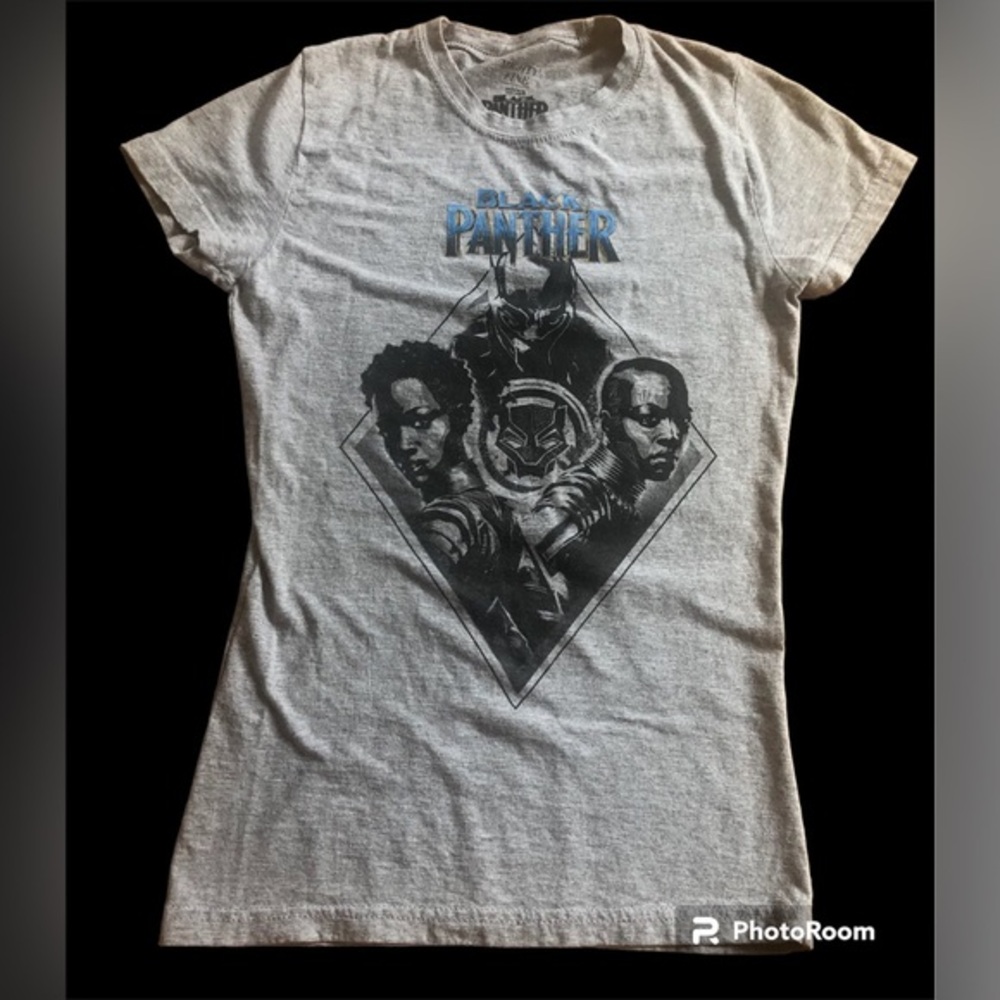 Mighty Fine Black Panther Tee T Shirt Size XS Marvel Comics Cotton Blend Gray